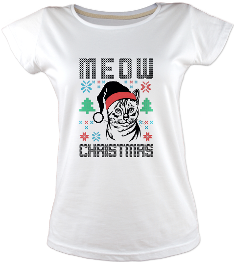 Meow-christmas-tisort-kadin-tshirt-tasarla-on3
