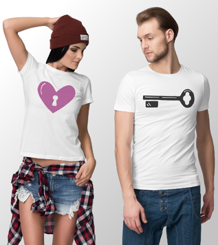 Sevgililer Günü Kalp Anahtar Çift Tişörtü
