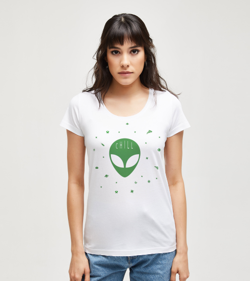 Alien-chill-tshirt-kadin-tshirt-tasarla-on3