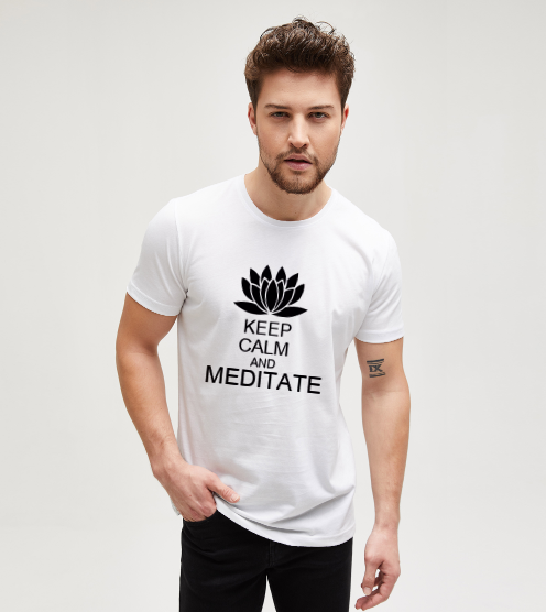 Keep-calm-and-meditate-tisort-erkek-tshirt-tasarla-on3