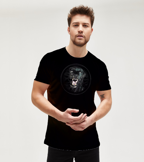 Low-poly-puma-siyah-tisort-erkek-tshirt-tasarla-on3