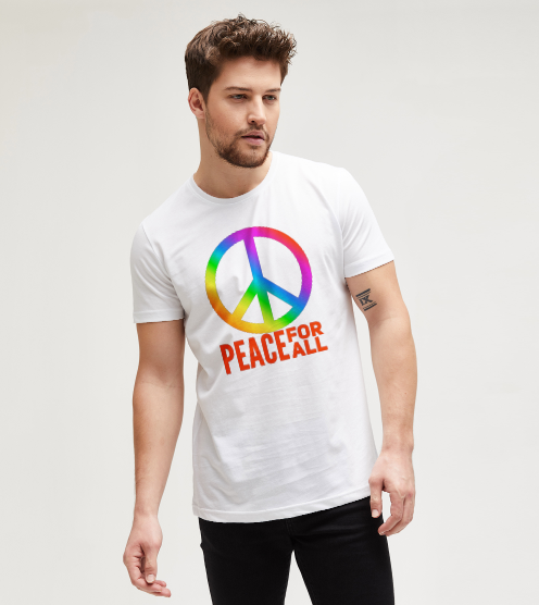 Peace-for-all-rainbow-tisort-erkek-tshirt-tasarla-on3