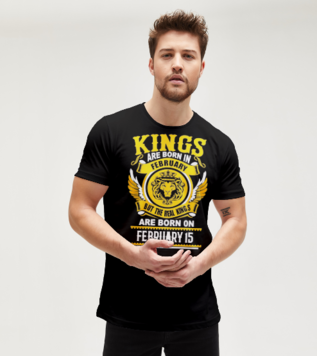 Real Kings are born in February Black T-shirt