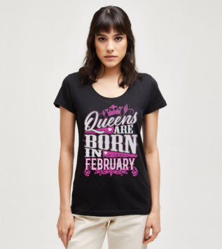 Queens Are Born in February Designer T-shirt