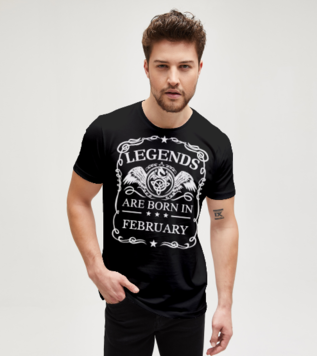 Legends Are Born In February Black T-shirt