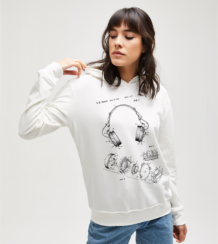 Kulaklık Desenli Vintage Baskılı Sweatshirt