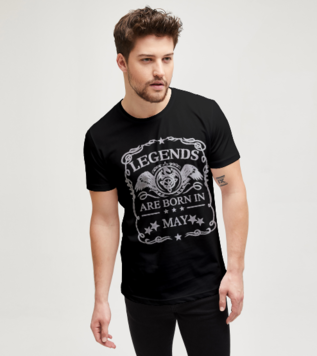 Legends Are Born In May Black T-shirt