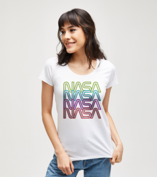 Nasa Worm Logo Beyaz Tişört