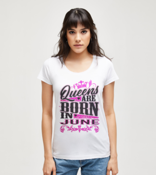 Queens Are Born in June Birthday T-shirt