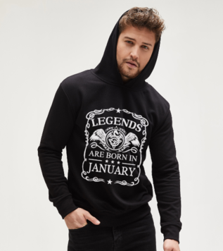 Legends Are Born In January Black Sweatshirt