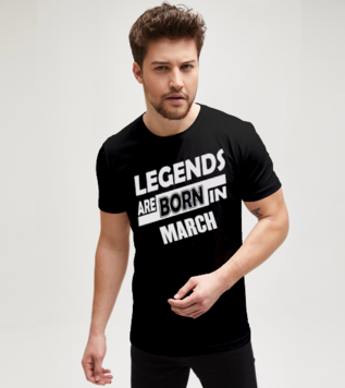 Legends Are Born in March Black T-shirt