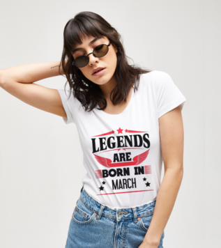 Legends are born in March White T-shirt
