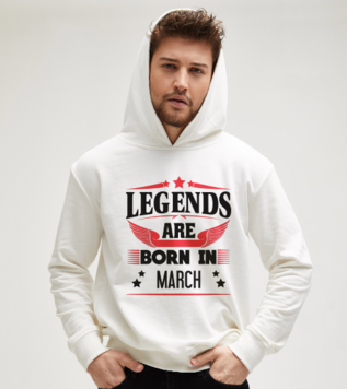 Legends are born in March Beyaz Sweatshirt