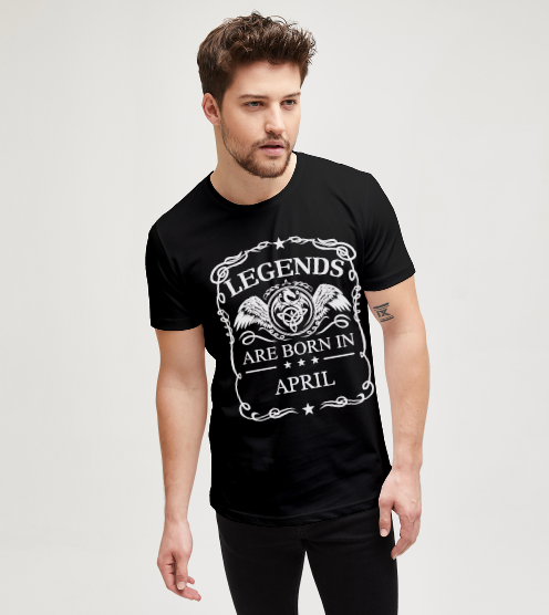 Legends-are-born-in-april-siyah-tisort-erkek-tshirt-tasarla-on3
