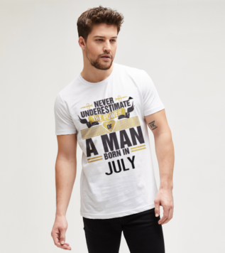Never Underestimate Of A Man July Birthday T-shirt