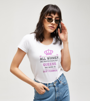 Queens are born in September White T-shirt