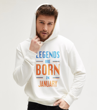 Legends are Born in January Beyaz Sweatshirt
