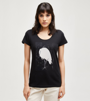 Egret in The Rain Black T-shirt