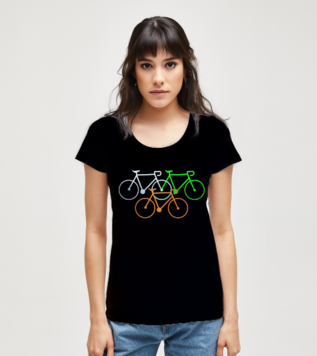 Bisiklet Sever Siyah Kadın Tshirt
