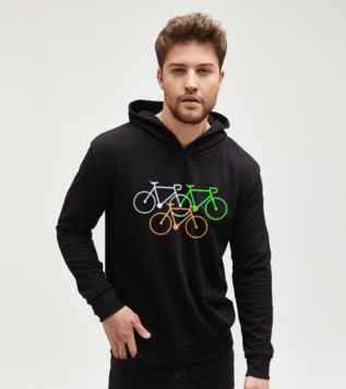 Bisiklet Sever Siyah Kapüşonlu Sweatshirt