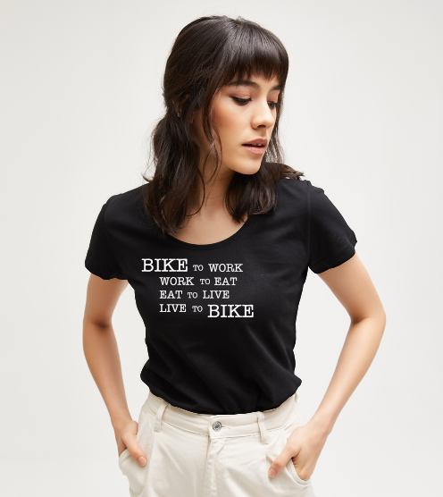 Bike-to-work-komik-siyah-kadin-tshirt-kadin-tshirt-tasarla-on3
