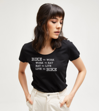 Bike To Work Komik Siyah Kadın Tshirt