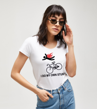 Bisiklet sürmek Beyaz Kadın Tshirt