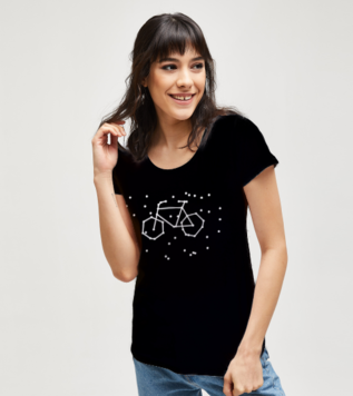 Bisiklet Gezegeni Siyah Kadın Tshirt