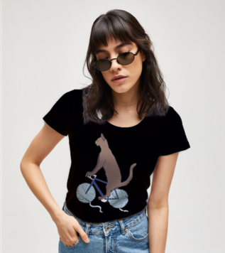 Bisiklet Yumağı Siyah Kadın Tshirt