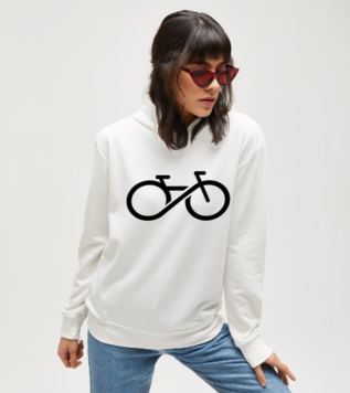 Bisiklet sonsuzluğu Beyaz Kapüşonlu Sweatshirt