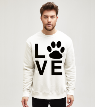 Aşk Köpek Pençe Beyaz Erkek Sweatshirt