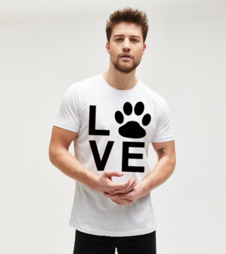 Love Dog Paw White Men's Tshirt