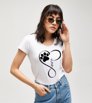 Dog Love Paw Funny Pawprint Design Dog Owner Cute White Women's Tshirt