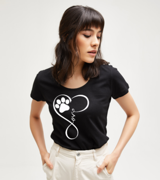 Dog Love Paw Funny Pawprint Design Dog Owner Cute Black Women's Tshirt
