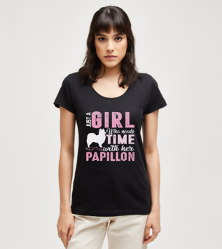 Papillon Köpek Sahibi hediye Beyaz Kadın Tshirt