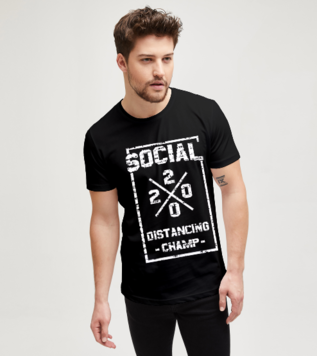 Social Distancing Champ 2020 Black Men's Tshirt