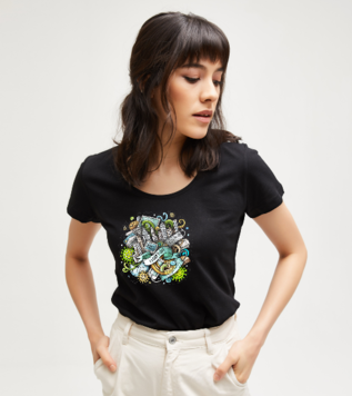 Self-isolation Illustration Black Women's Tshirt