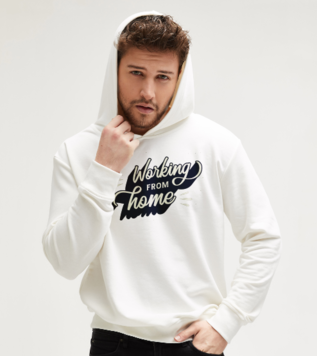 Working From Home Beyaz Custom Hoodie