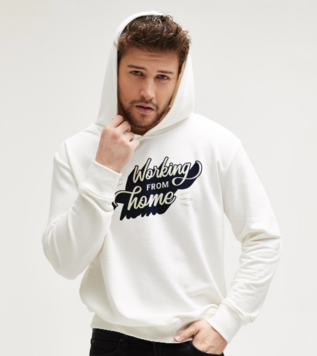 Evden Çalışma Beyaz Kapüşonlu Sweatshirt