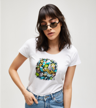 Stay At Home Cartoon Illustration White Women's Tshirt