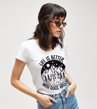 Life Is Better With Dogs Around Camping With My Dog White Women's Tshirt