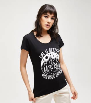 Life Is Better With Dogs Around Camping With My Dog Black Women's Tshirt