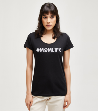 Mom Life Cute Dog Lover Siyah Kadın Tshirt