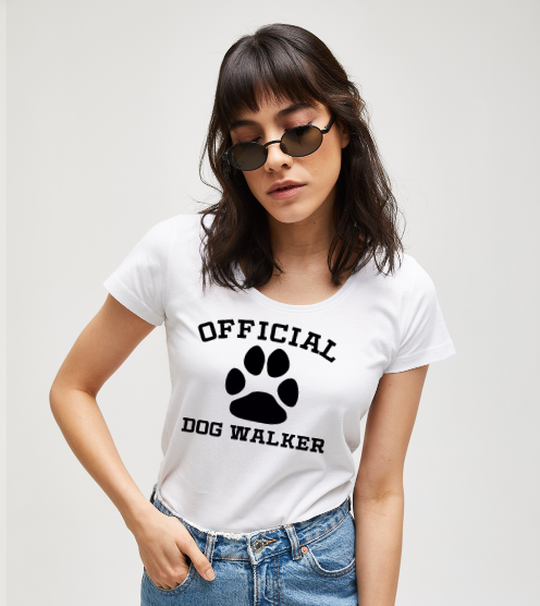 Official-dog-walker-beyaz-kadin-tshirt-kadin-tshirt-tasarla-on3