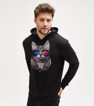 Music Lover Cat Siyah Custom Hoodie