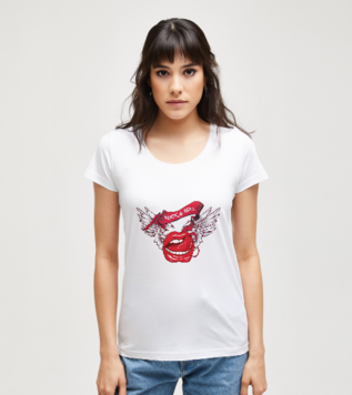 Rock N Roll Winged Lips White Women's Tshirt