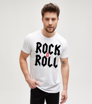 Rock'n'roll Beyaz Erkek Tişört