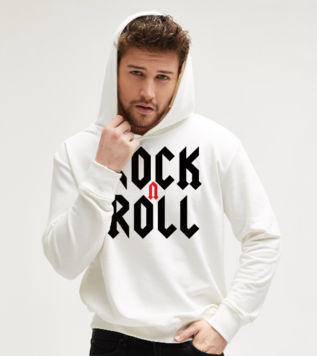 Rock'n'roll Beyaz Custom Hoodie
