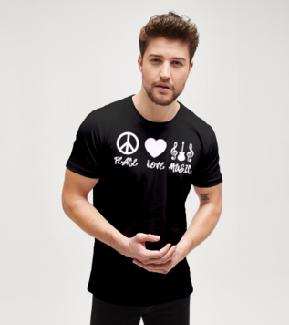 Peace Love Music Black Men's Tshirt