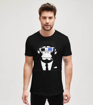 3d Ape Monkey Club Electro Motive Headphones Black Men's Tshirt